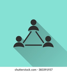 People  black icon with long shadow, flat design. Vector illustration.