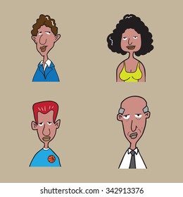 People black men and woman cartoon character