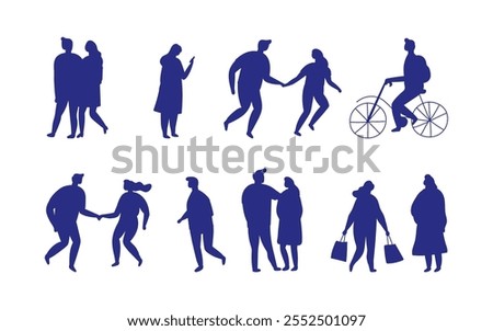 People black silhouette vector bundle