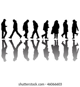 people black silhouettes, abstract art illustration