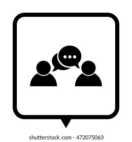 people - black vector icon ; message bubble