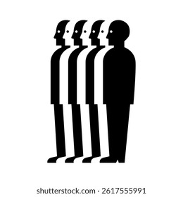 People black and white line up illustrator. Man line up illustrator. People line up design vector