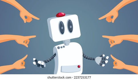 
La gente culpa a la inteligencia artificial por la ilustración del vector de pérdida de trabajo. Causa del problema de desempleo por la ilustración de concepto de automatización
