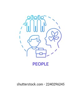 People blue gradient concept icon. Factor influencing organizational culture abstract idea thin line illustration. Workforce welfare. Isolated outline drawing. Myriad Pro-Bold font used