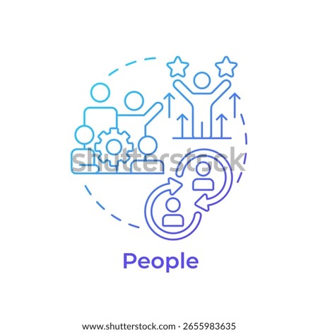 People blue gradient concept icon. Individuals within organization. Nadler Tushman congruence framework. Round shape line illustration. Abstract idea. Graphic design. Easy to use in blog post