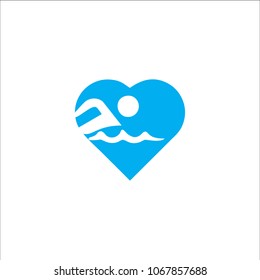 people blue love swimming vector logo
