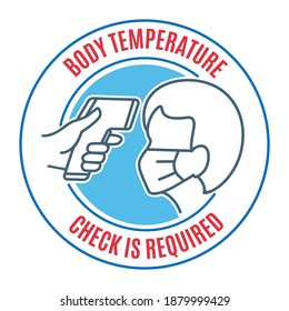 Menschen Körpertemperaturkontrolle Symbol. Human Fieber Medical Check-Grafikzeichen mit Thermalscanner einzeln auf Weiß, Vektorgrafik