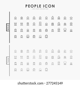 people bold and thin line icons