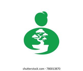 People and bonsai tree, Logo Template Design Vector, Emblem, Design Concept, Creative Symbol, Icon