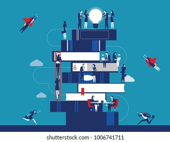 People And Book. Business Person For Learning To Success. Concept Business Vector Illustration. Flat Character Design.