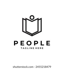 people book education line art logo icon vector design template