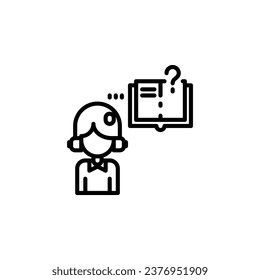 People with book, learning outline icon. Vector illustration. The isolated icon suits the web, infographics, interfaces, and apps.