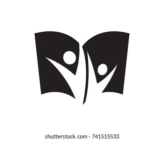 People and Book Logo Template Design Vector, Emblem, Design Concept, Creative Symbol, Icon
