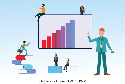People with books. Different persons learning business to be succesfull. Concept  vector illustration. Flat vecto