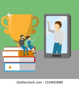people books mobile trophy