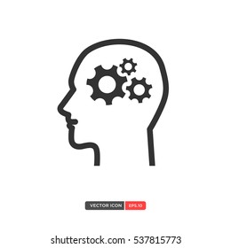 People with brain gear icon on white background. Vector illustration eps 10