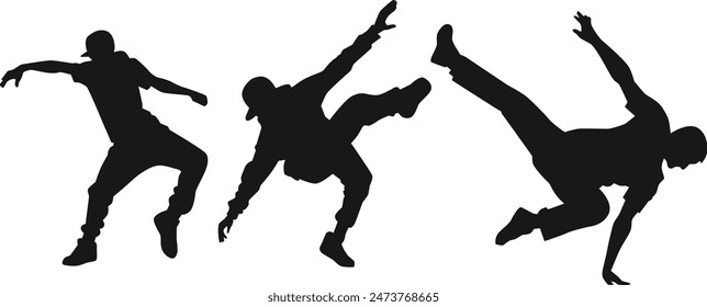 people break dance silhouette set 