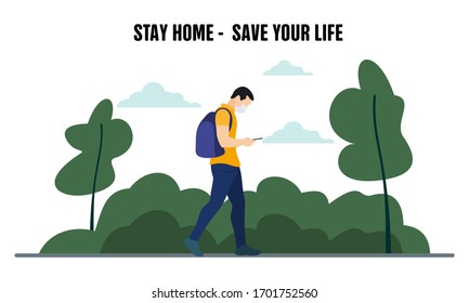 People are breaking the quarantine. Please, stay at home banner design on white background. Stay home, stay safe.   Stay home in quarantine during the coronavirus epidemic. Be careful.