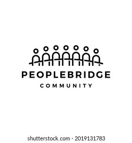 people bridge group seven 7 community family connection team work construction logo vector icon illustration