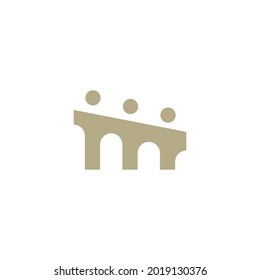 people bridge group three 3 community family connection team work construction logo vector icon illustration