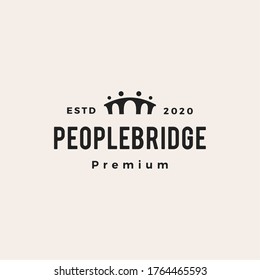 people bridge hipster vintage logo vector icon illustration