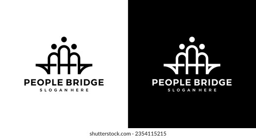 Plantilla de diseño del logotipo de puente de personas. Ilustración vectorial gráfica de diseño de equipo de conexión de familia de la comunidad. Símbolo, icono, creativo.