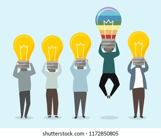 People with bright ideas illustration