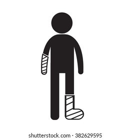 People Broken Arm And Leg Icon Illustration Design