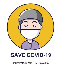 People Brunei man save covid-19 vector art