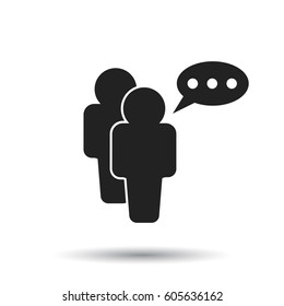 People with bubble icon. Flat vector illustration. People sign symbol with shadow on white background.