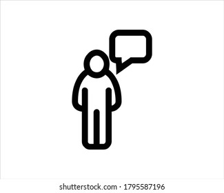 contorno de iconos de voz de personas y burbujas y vector lineal.
