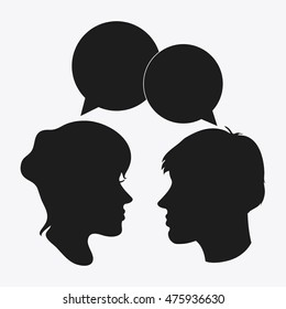 people bubble woman man male female head person human profile silhouette icon. Flat and Isolated design. Vector illustration