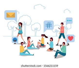 People and bubbles design, Digital technology communication social media internet web and wireless theme Vector illustration