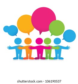 Pessoas com bolhas para o texto