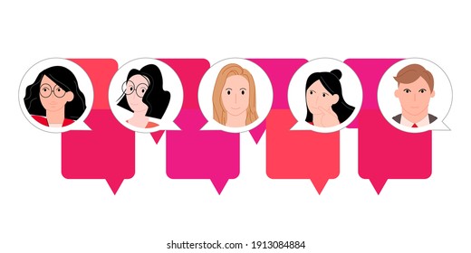 People in the bubles text for your  ideas. Vector illustration cartoon flat design modern style