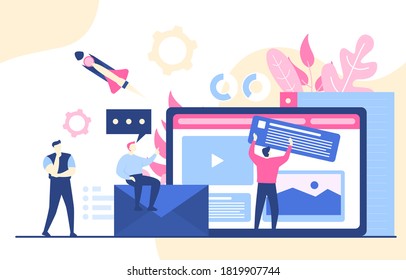 People Build Website Design Web Page Project Development Illustration 