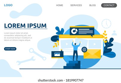 People Build Website Design Web Page Project Development Illustration 