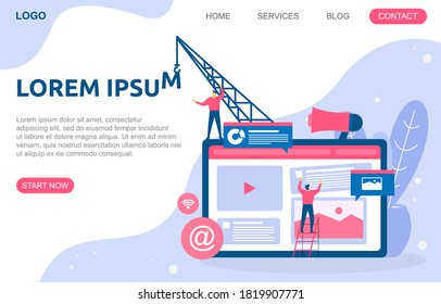 People Build Website Design Web Page Project Development Illustration 