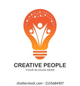 people bulb logo vector template