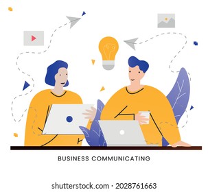 COMUNICACIÓN DE EMPRESAS DE PERSONAS - Comunicación con otros clientes. Situaciones empresariales con participación en actividades empresariales. Ilustración del vector