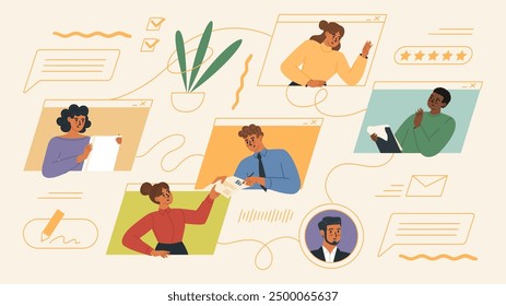 People business communication virtual chat vector illustration