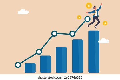people business graph illustrates financial sales growth and success with a clear upward arrow diagram flat design illustration