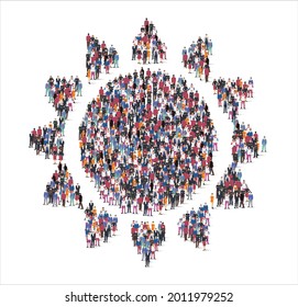 People and business group in the form of sun symbol