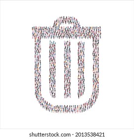 People and business group in the form of trash symbol