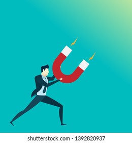 people business man hold magnet