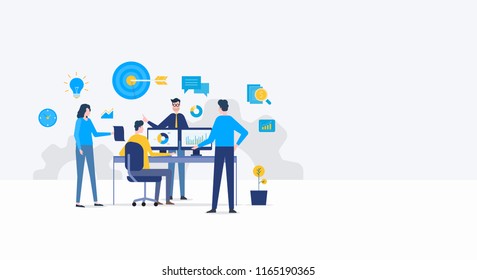 people business meeting and brainstorm for finance investment planning concept