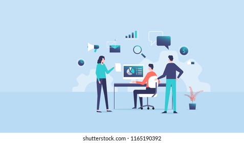 Technology Business Research Learning People Business Stock Vector ...