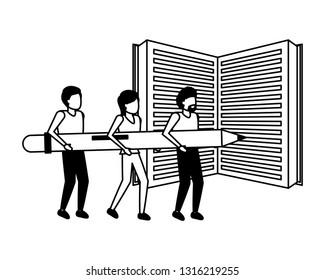 people business pencil with book