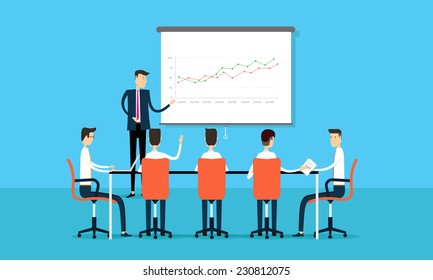 People business project presentation with team