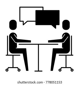 people business sitting speech bubble talking communication